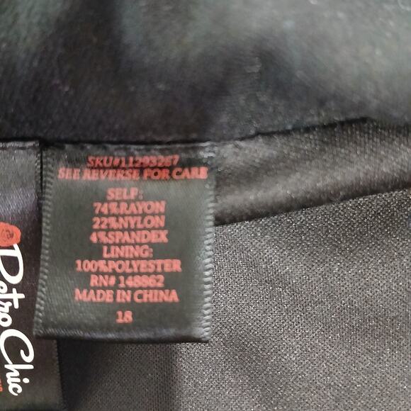 Retro Chic 18 black sleeveless collared side-zip bodycon dress w/rear kick-pleat - Picture 13 of 14